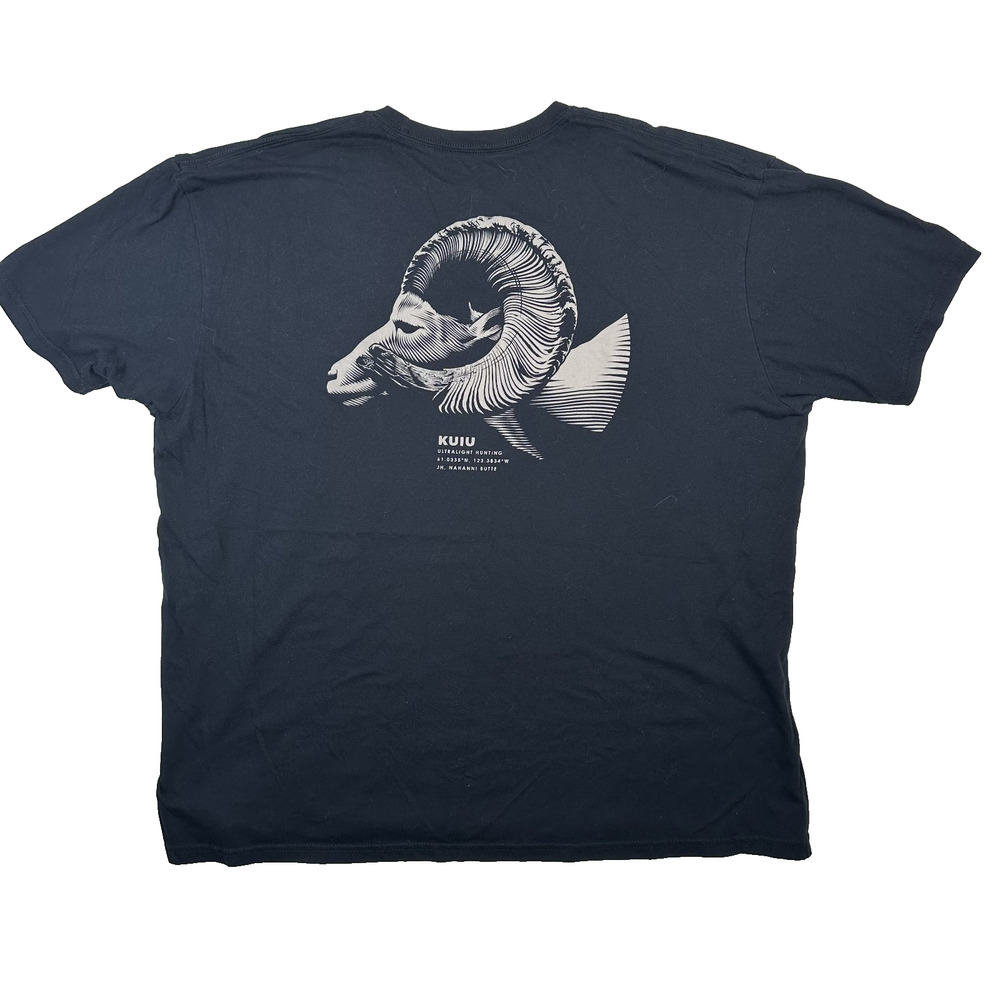 Kuiu T-Shirt Men's Size 3XL Spell Out Ram Head Logo Hunting Sportsman Black